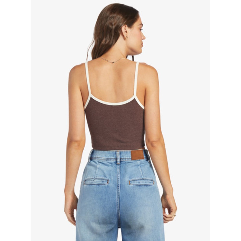 Roxy Women's Roxify Embroidered Logo Cropped Ribbed Tank Top Tee T-Shirt - Picture 3 of 4
